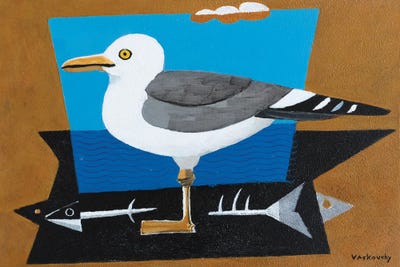 Seagull And Fish Bone by Vadim Vaskovsky framed canvas print