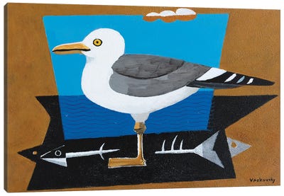 Seagull And Fish Bone Canvas Art Print - Vadim Vaskovsky