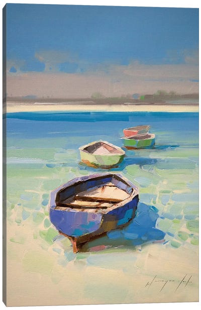 Caribbean Shore Canvas Art Print - Rowboat Art