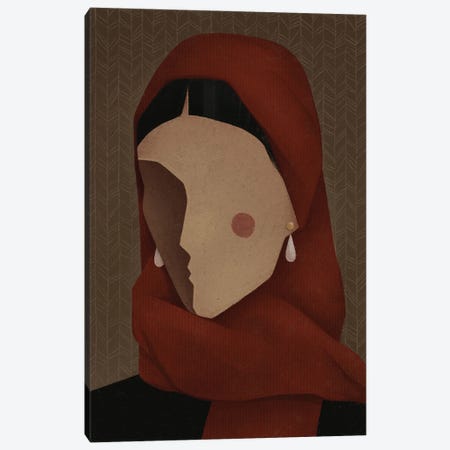 Woman In The Red Scarf Canvas Print #VYS100} by Valeriya Simantovskaya Canvas Artwork