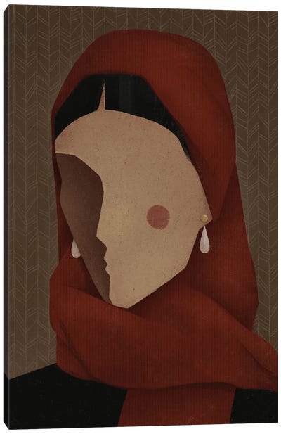 Woman In The Red Scarf Canvas Art Print - Valeriya Simantovskaya