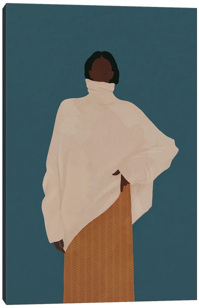 Woman In A White Sweater Canvas Art Print - Valeriya Simantovskaya