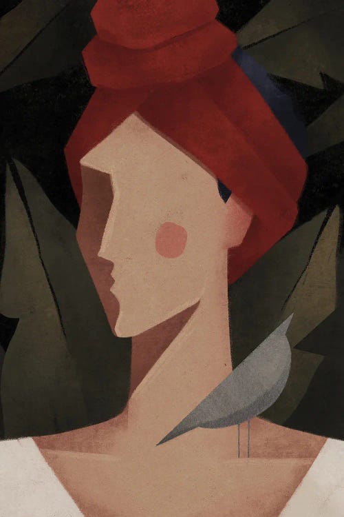 A Woman With A Bird