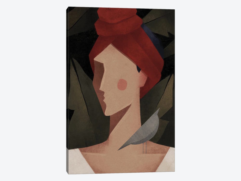 A Woman With A Bird by Valeriya Simantovskaya 1-piece Canvas Artwork