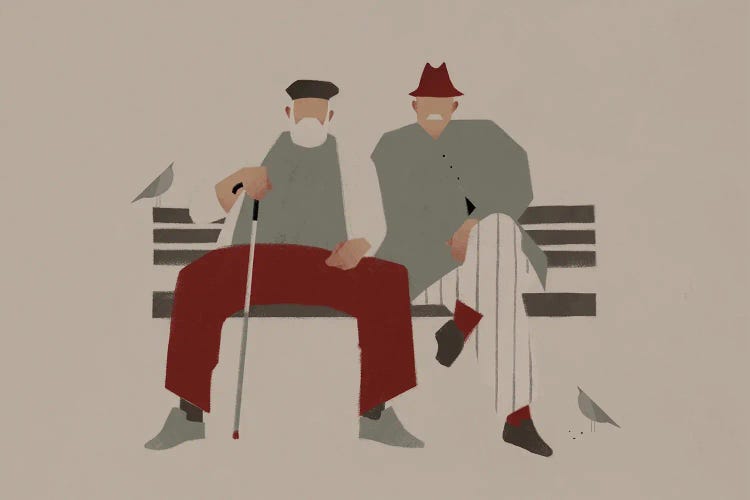 Older Men Sitting On A Bench