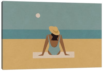 On The Beach Canvas Art Print - Women's Swimsuit & Bikini Art