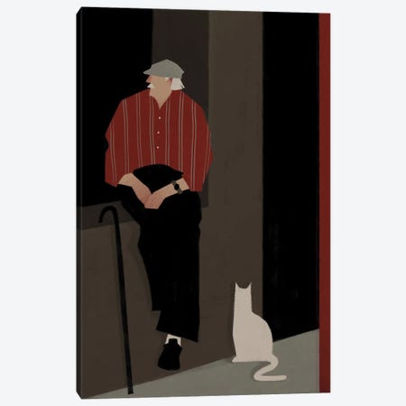 An Elderly Man With A Cat Canvas Print #VYS4} by Valeriya Simantovskaya Canvas Wall Art