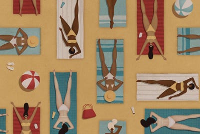 Women On The Beach Pattern by Valeriya Simantovskaya canvas print