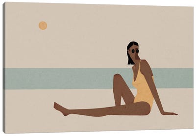 On The Sea Canvas Art Print - Women's Swimsuit & Bikini Art