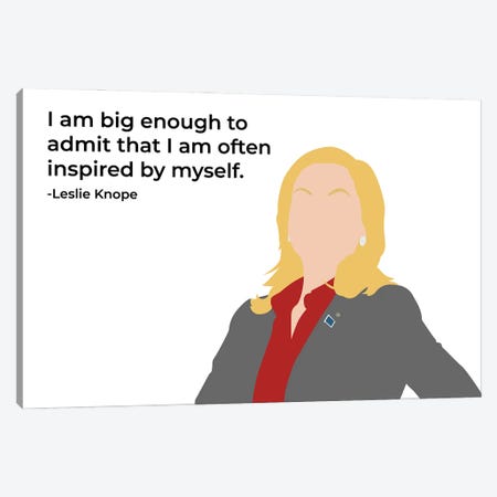 Inspired By Myself - Parks And Rec Canvas Print #VYW14} by Very Nice Words Art Print