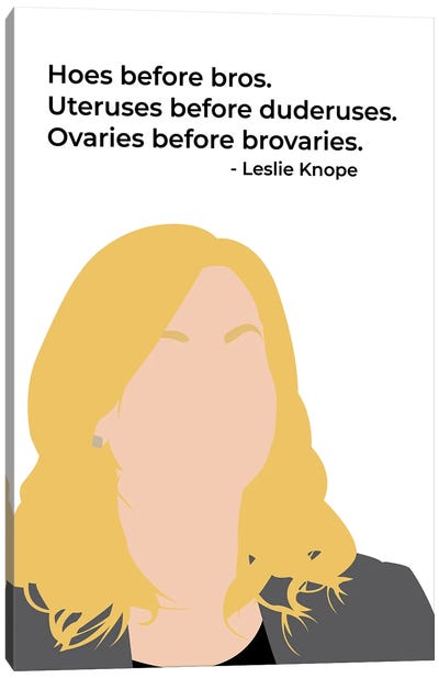 Ovaries Before Brovaries - Parks And Rec Canvas Art Print - Sitcoms & Comedy TV Show Art