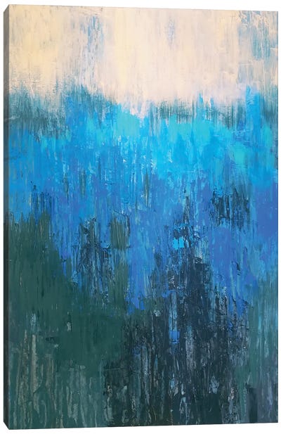 Blue Distance Canvas Art Print - Teal Abstract Art