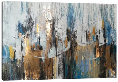 Blue Gold Abstraction Canvas Art Print