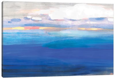 Over The Expanses Of The Lake Canvas Art Print - Blue Abstract Art