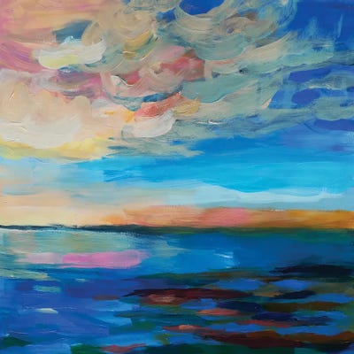 Peach Clouds by Vera Zhukova metal wall art