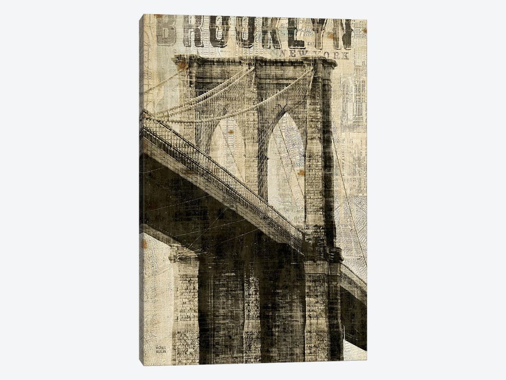 Vintage NY Brooklyn Bridge by Michael Mullan 1-piece Art Print