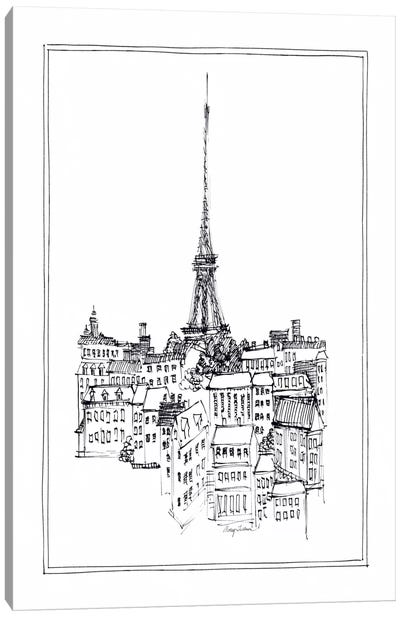 Eiffel Tower Canvas Art Print - Black & White Cityscapes