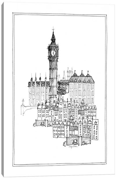 Big Ben Canvas Art Print - Black & White Cityscapes