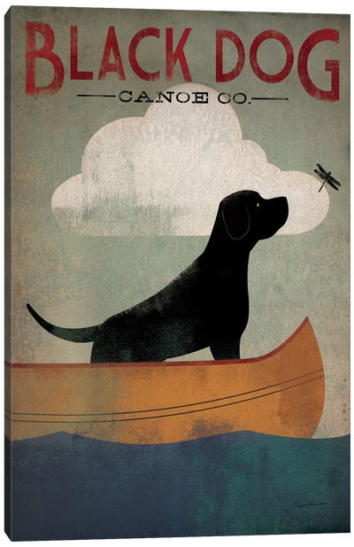 Black Dog Canoe Co. I Canvas Art Print - Dog Art