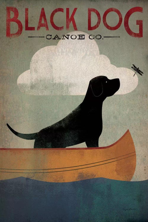 DOG ART PRINT Black Dog Canoe Co Ryan Fowler 