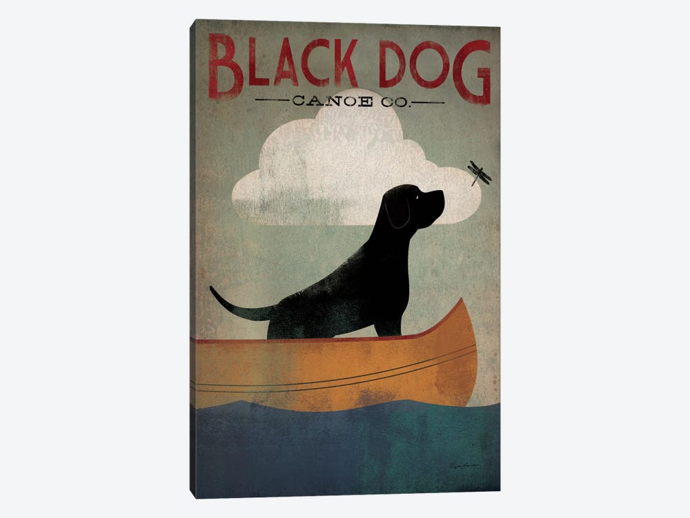 BLACK DOG CANOE CO by Ryan Fowler 15x15 FRAMED PRINT Lake Lab Ad Sign PICTURE 