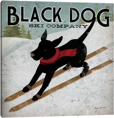 Black Dog Ski Co. II Canvas Art Print - Labrador Retriever Art