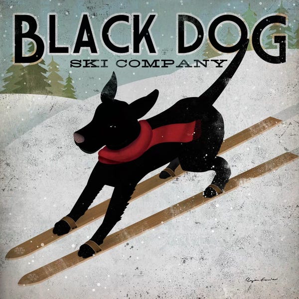 Labrador Retrievers: Black Dog Ski Co. II by Ryan Fowler
