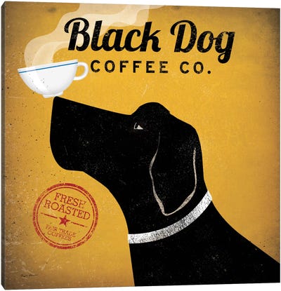 Black Dog Coffee Co. Canvas Art Print - Best Selling Dog Art