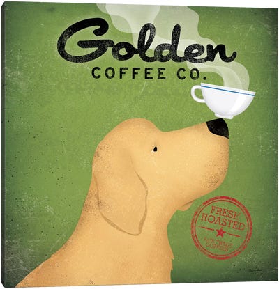 Golden Coffee Co. Canvas Art Print - Golden Retriever Art