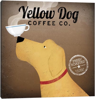 Yellow Dog Coffee Co. Canvas Art Print - Golden Retriever Art