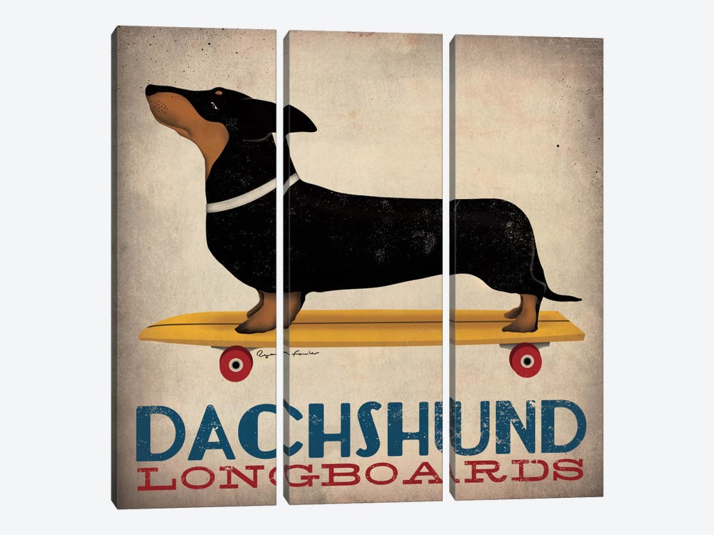 Dachshund Longboards  by Ryan Fowler 3-piece Canvas Art