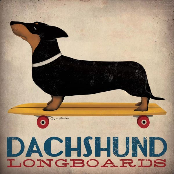Kids Sports Art: Dachshund Longboards  by Ryan Fowler