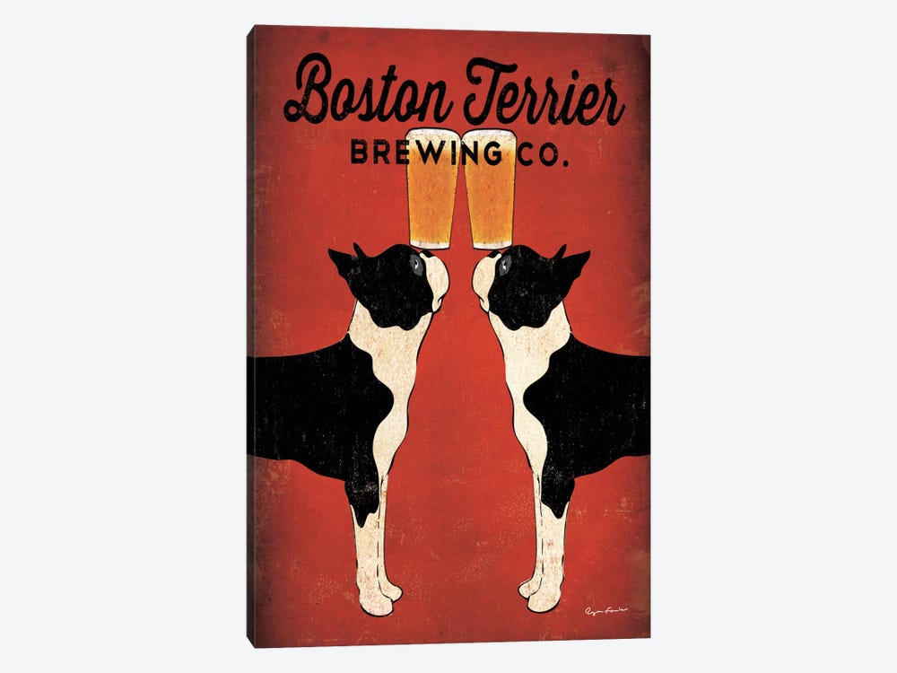 Boston Terrier Brewing Co.  by Ryan Fowler 1-piece Canvas Art Print