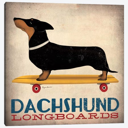 Dachshund Longboards Canvas Print #WAC1136} by Unknown Artist Canvas Artwork