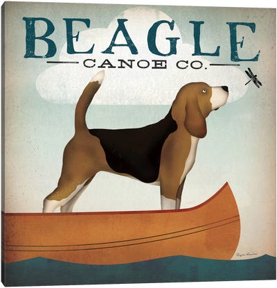 Beagle Canoe Co.  Canvas Art Print - Beagle Art