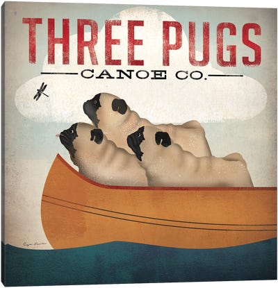 Three Pugs Canoe Co. Canvas Art Print - Art for Mom
