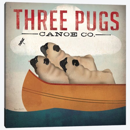 Three Pugs Canoe Co. Canvas Print #WAC1140} by Ryan Fowler Canvas Wall Art