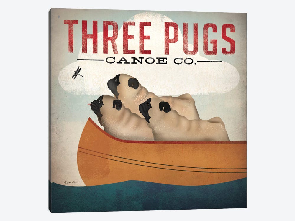 Three Pugs Canoe Co. by Ryan Fowler 1-piece Canvas Art Print