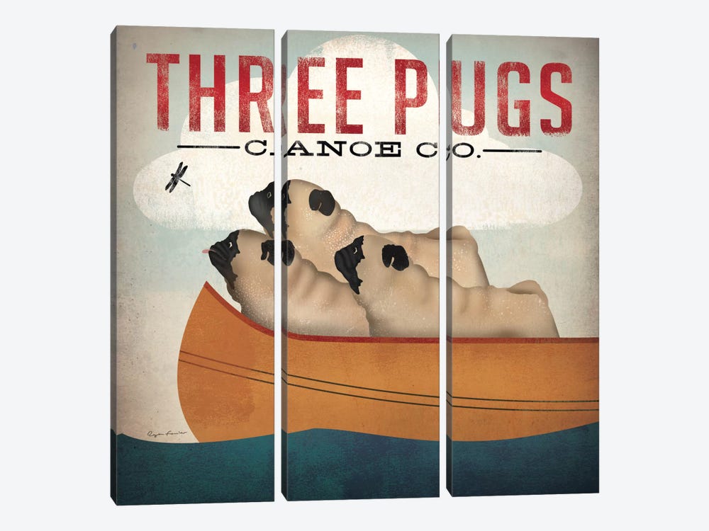 Three Pugs Canoe Co. by Ryan Fowler 3-piece Art Print