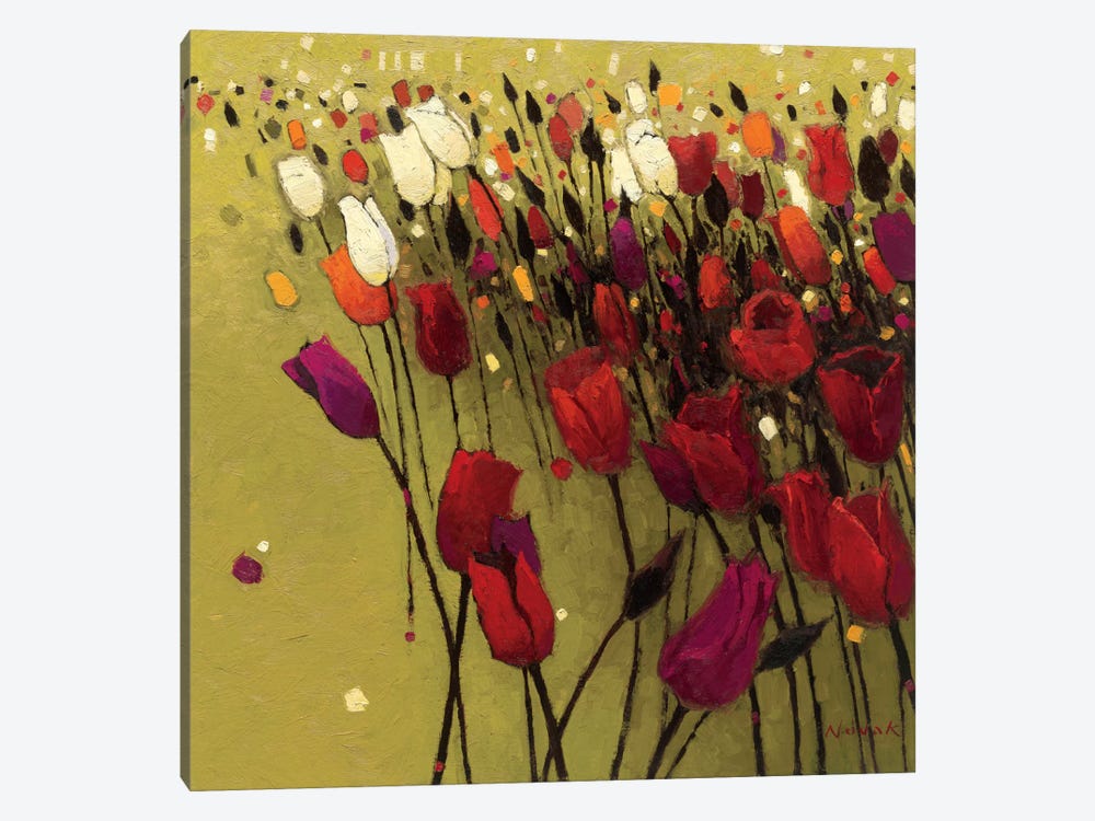 Tulip Drift Green  by Shirley Novak 1-piece Art Print