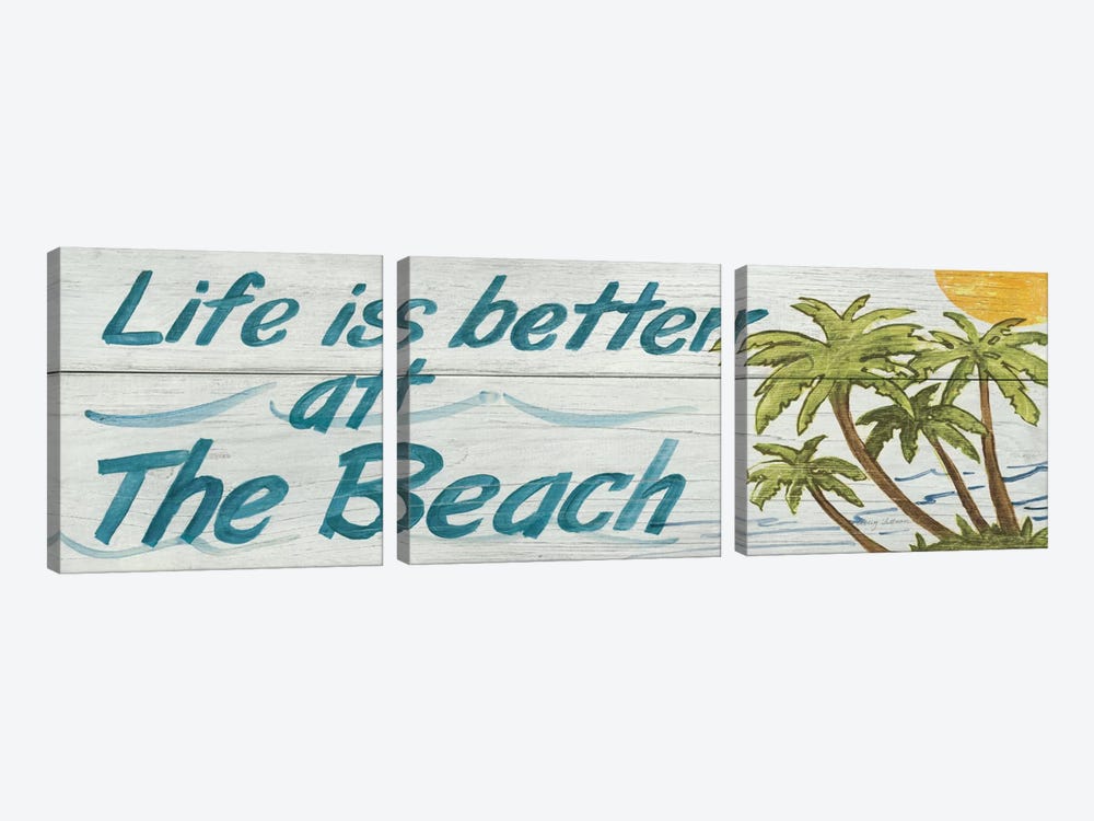 Life is Better at the Beach in Color by Avery Tillmon 3-piece Canvas Art Print