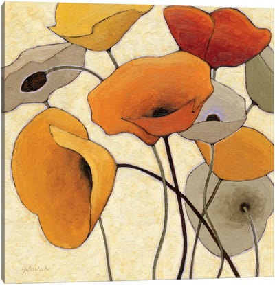 Pumpkin Poppies III Canvas Art Print - Shirley Novak