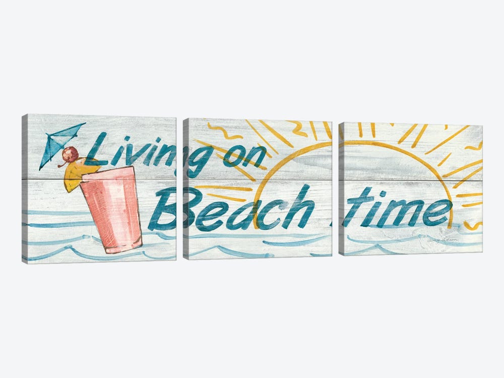 Living on Beach Time in Color by Avery Tillmon 3-piece Canvas Wall Art