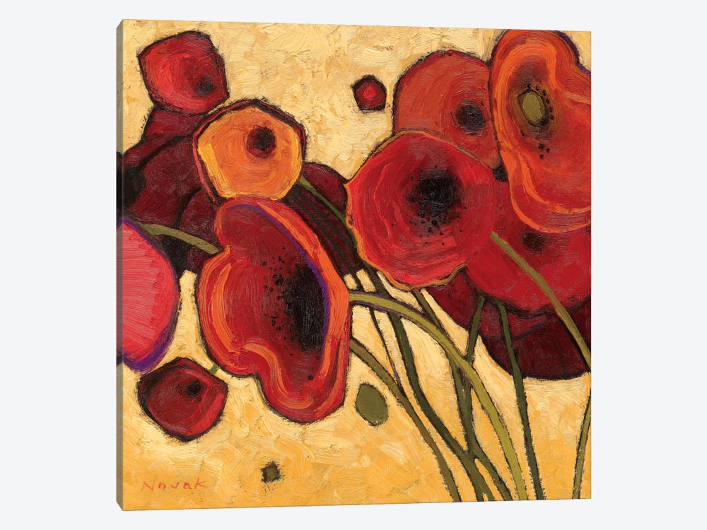 Poppies Wildly I  by Shirley Novak 1-piece Canvas Artwork