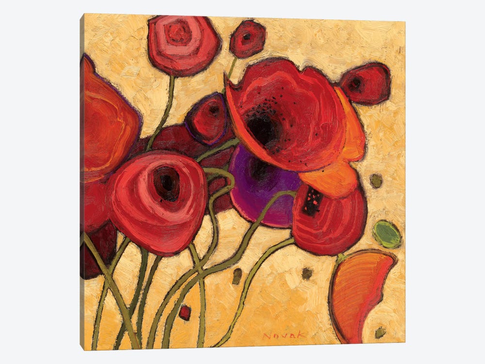 Poppies Wildly II  by Shirley Novak 1-piece Canvas Print