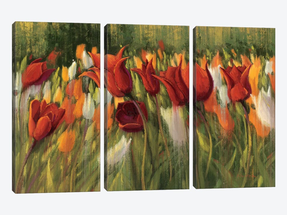 Tipsy Tulips by Shirley Novak 3-piece Canvas Print