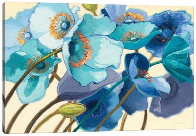 Le Pavots Bleu  Canvas Art Print - Poppy Art