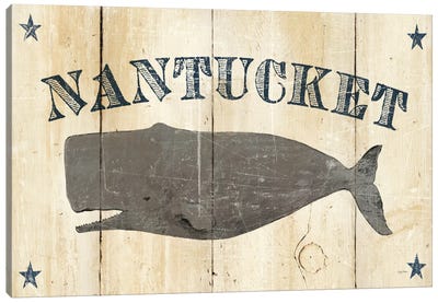 Nantucket Whale  Canvas Art Print - Kids Nautical & Ocean Life Art