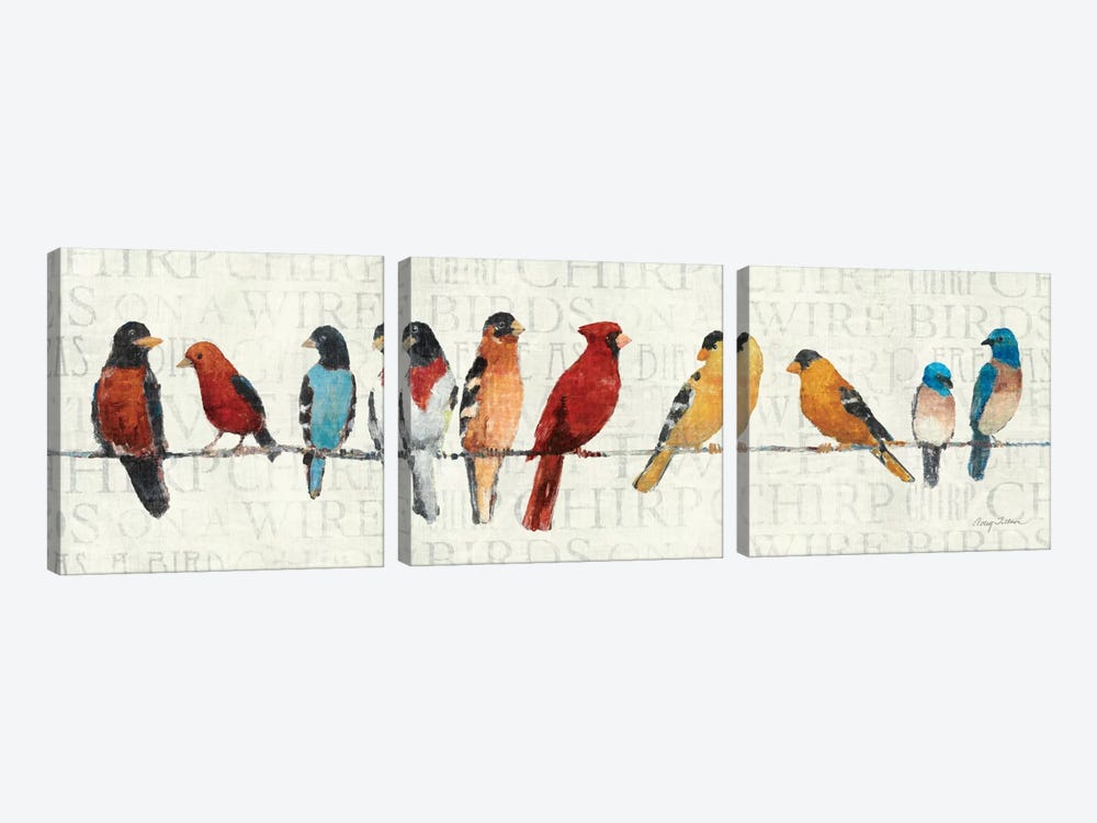 The Usual Suspects - Birds on a Wire by Avery Tillmon 3-piece Canvas Print