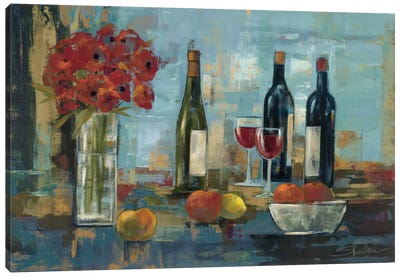 Fruit and Wine Canvas Art Print - Food & Drink Still Life
